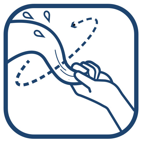 3: KYLMÄ Handtuch 10 Sekunden ausschütteln